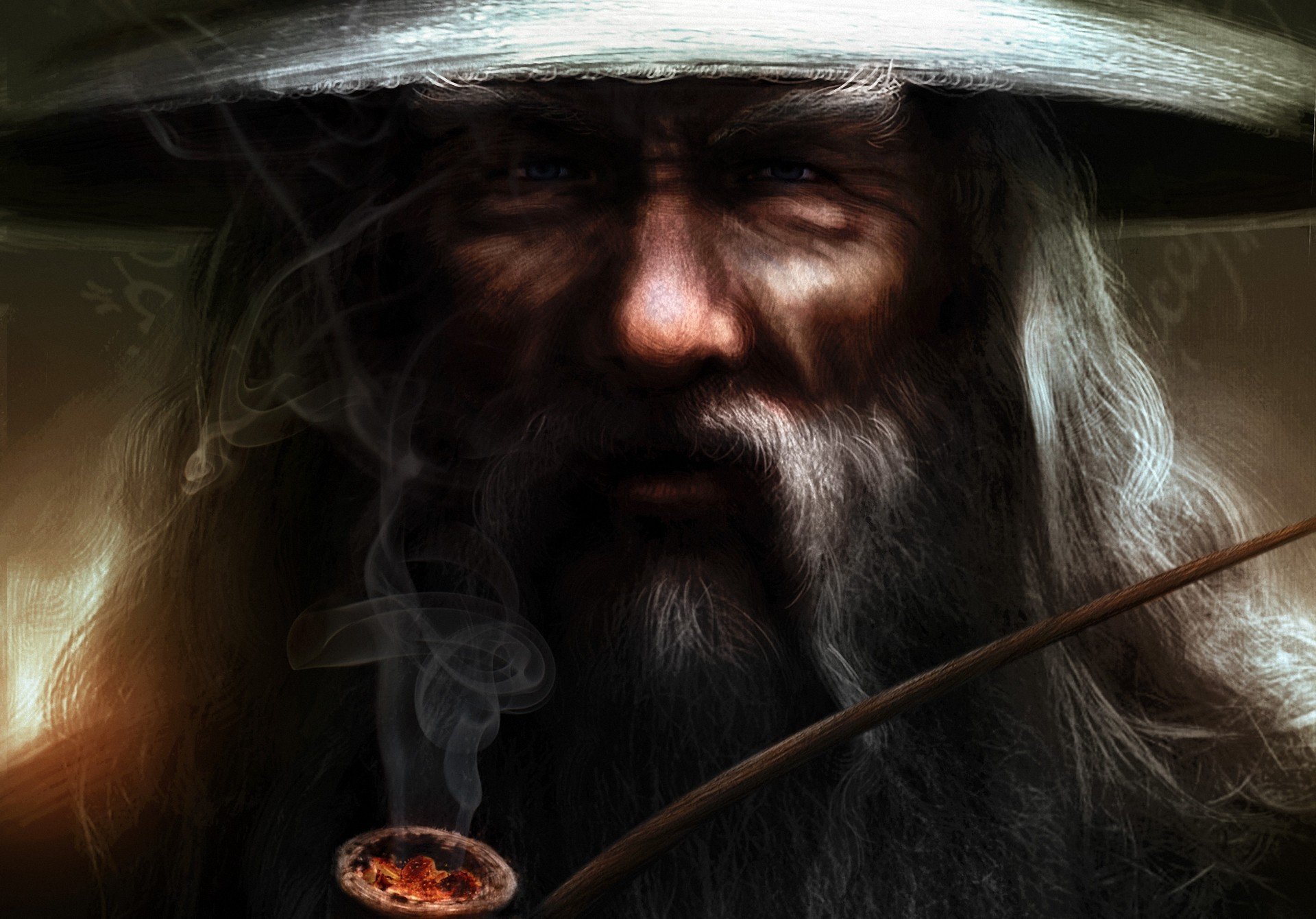 art gandalf gandalf władca pierścieni szary mag kapelusz broda fajka tytoń