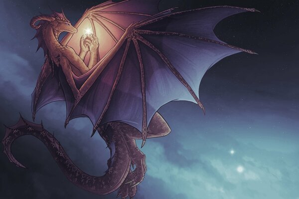 Dragon mythique dans le ciel nocturne