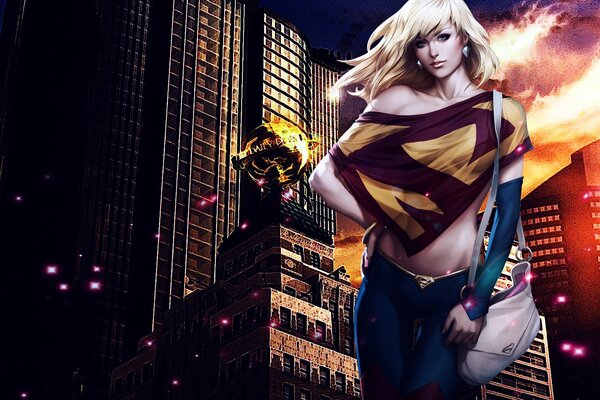 Supergirl avec un look élégant dans la grande ville