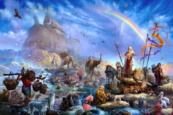 Noah s Ark and the rainbow in the sky