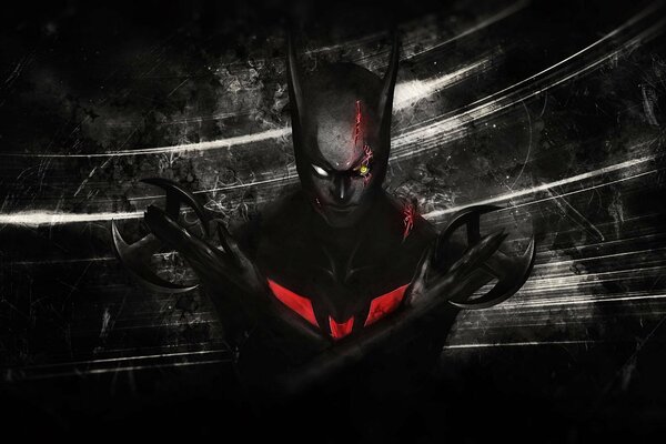 Batman du futur dans le fantastique dc comics. Blessures, Batarangs, nouveau costume et arme