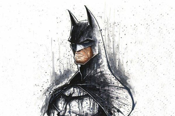 Un gars dessiné dans un costume de Batman