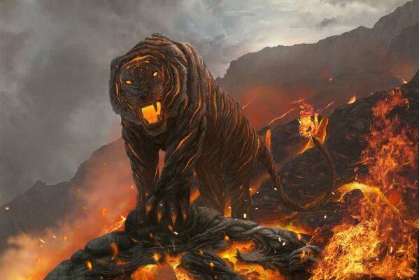 Tigre de lava gruñe imagen