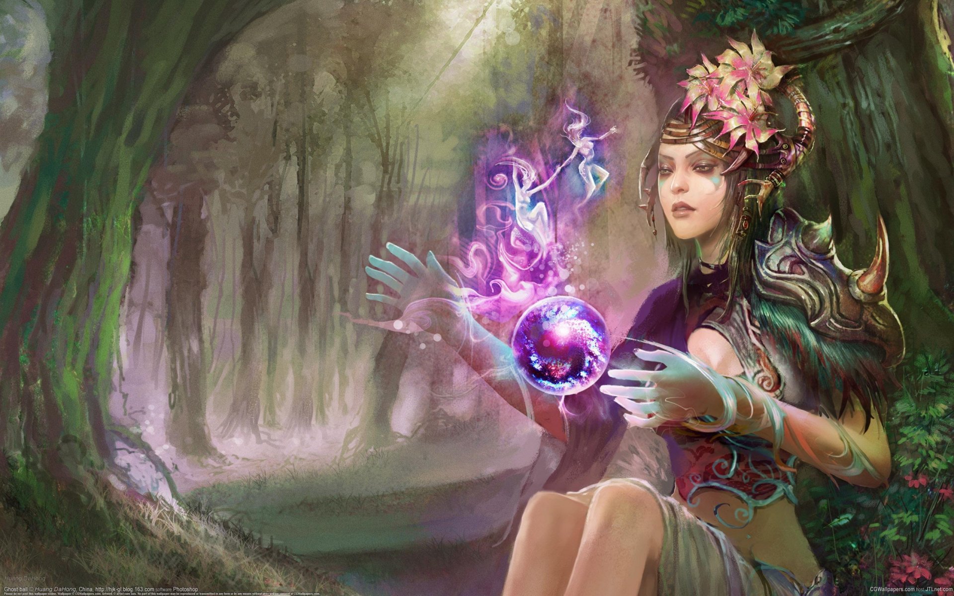 huang dahong art fairy girl magic forest