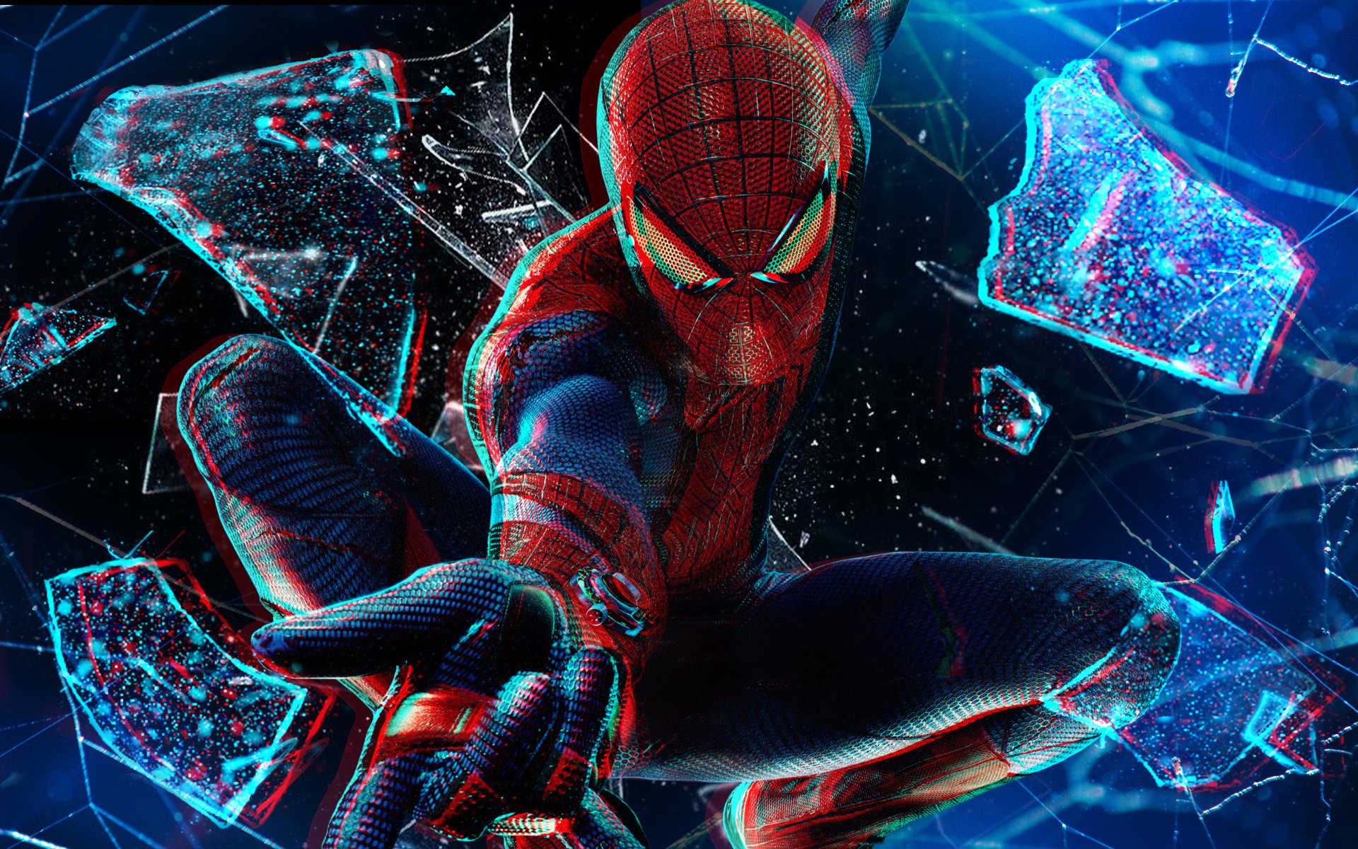 spiderman 3d 1080 glasscherben