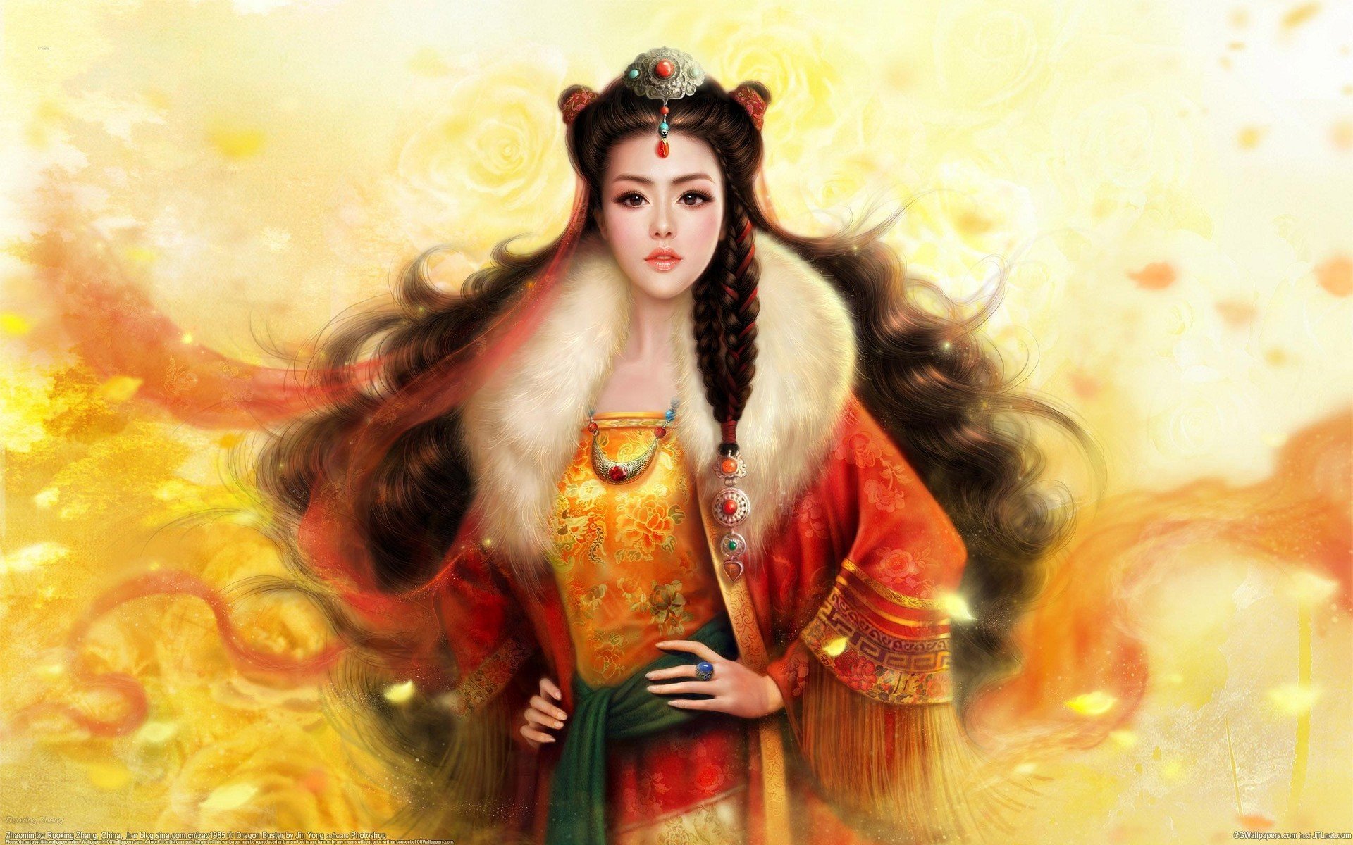 art ruoxing zhang fille asiatique tresse cheveux décoration