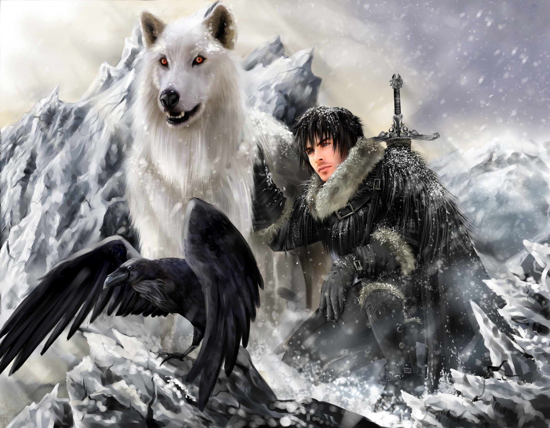 pieśń lodu i ognia gra o tron jon snow duch direwolf pieśń lodu i ognia wilkołak klan stark