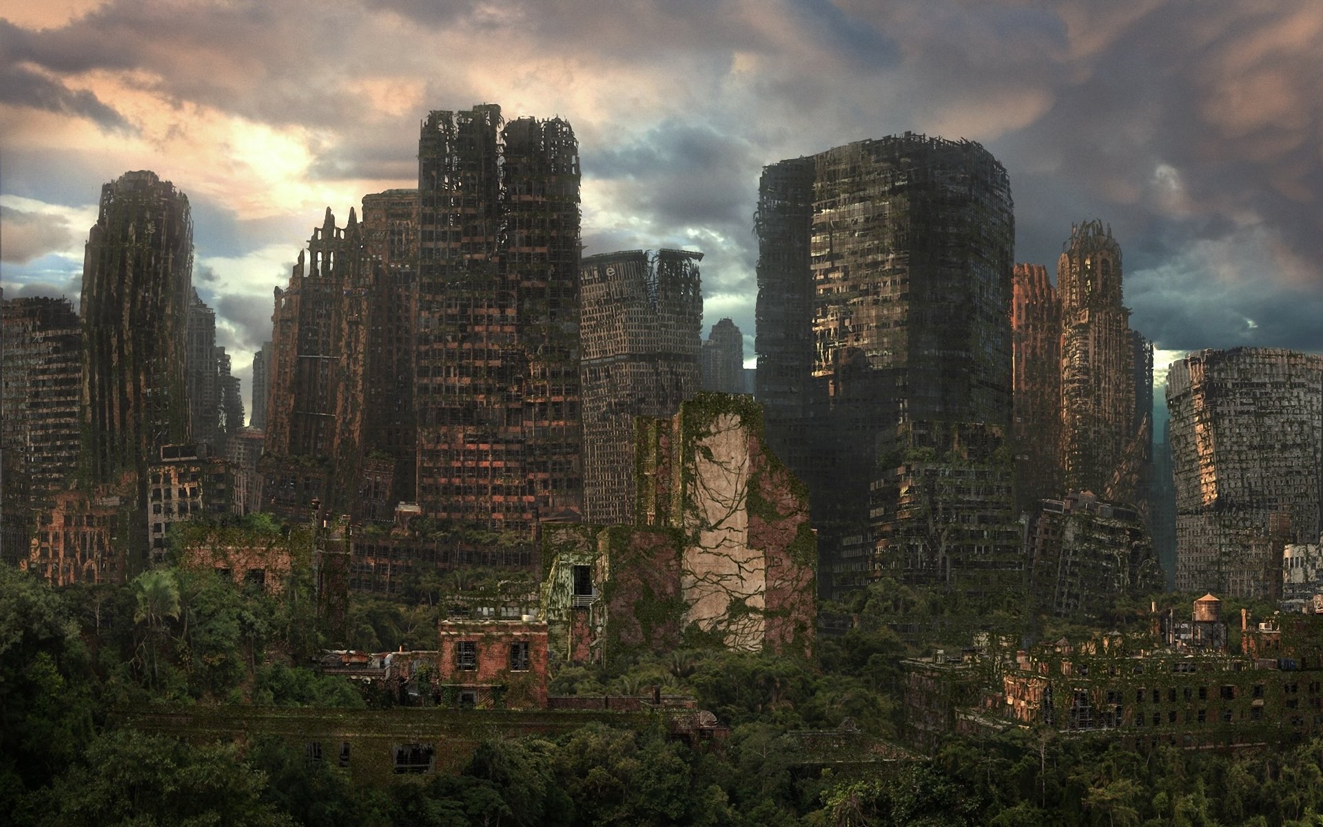 art ruins city ruins post-apocalyptic lianas zalosli