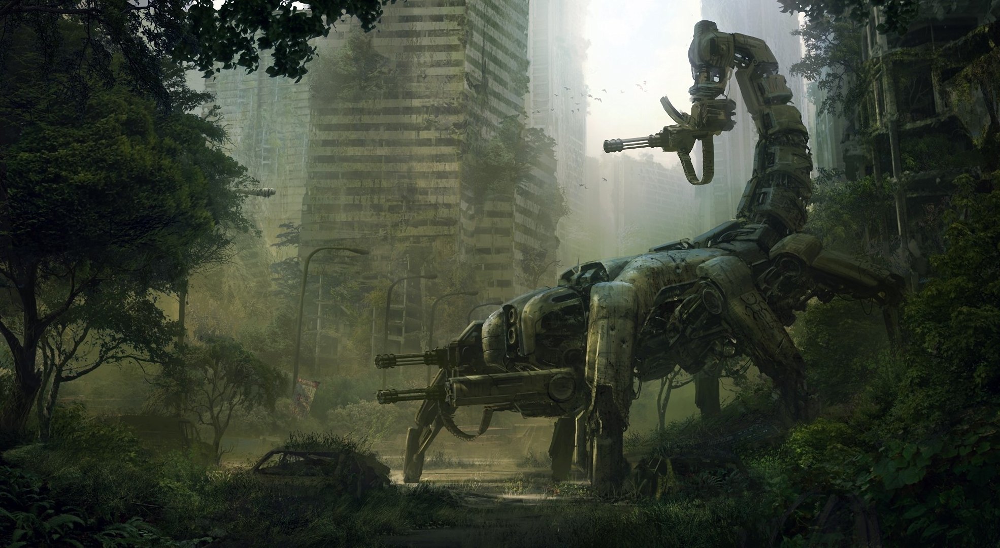 art andreewallin ville machine robot arme ruines scorpion