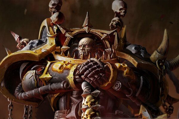 Warhammer-Raumfahrer in Rüstung mit roten Augen