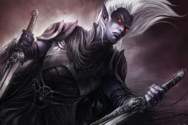 The burning eyes of a dark elf