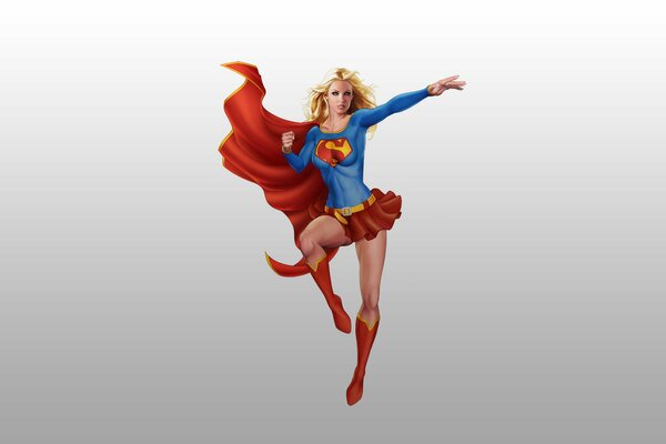 Blonde Mädchen im Superman-Stil