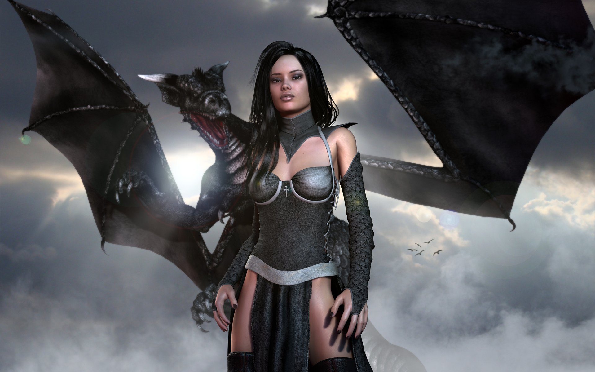 arte 3d arne dragonlord drago ragazza