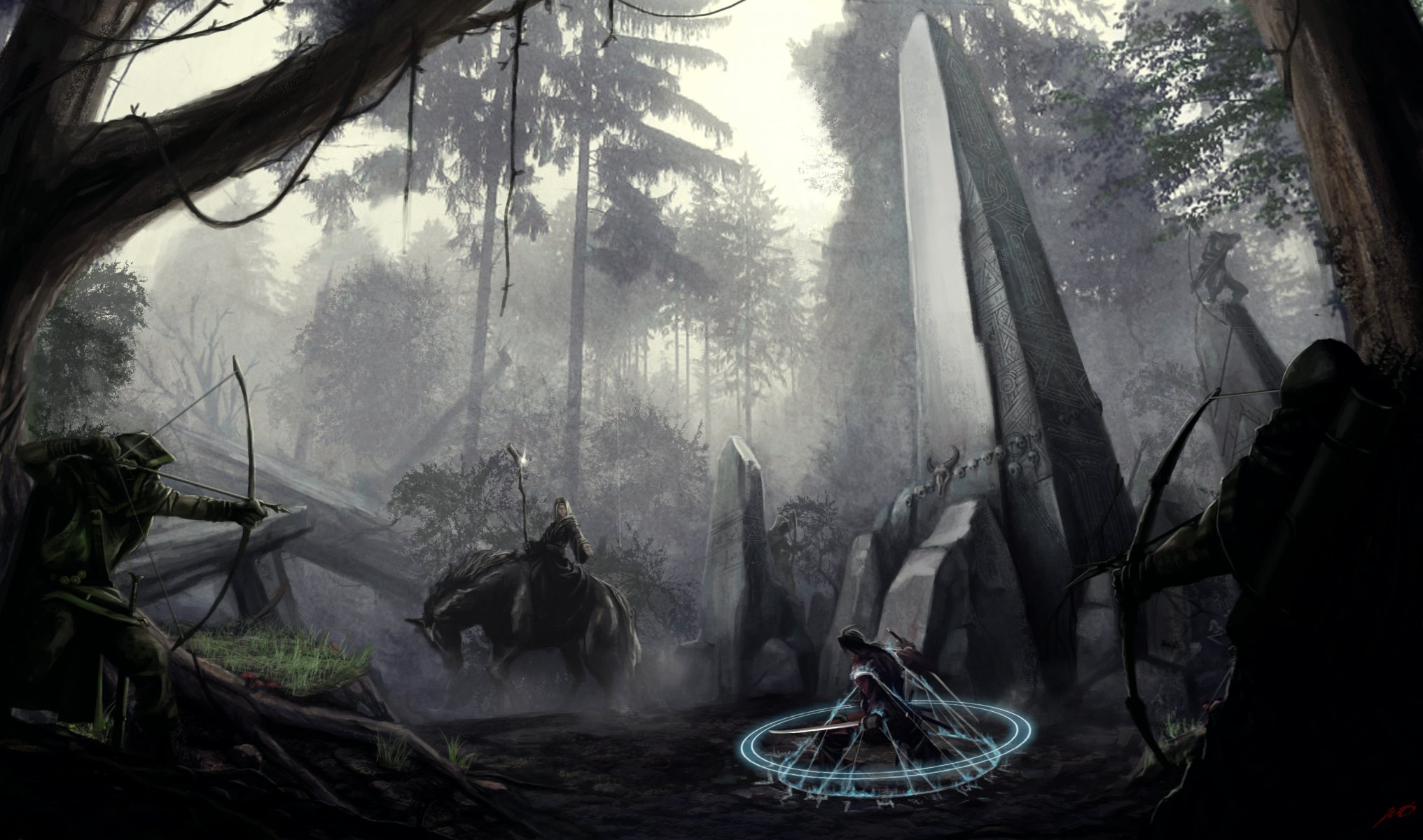 art okita forest archers magician horseman column obelisk prisoner weapon magic sword torment