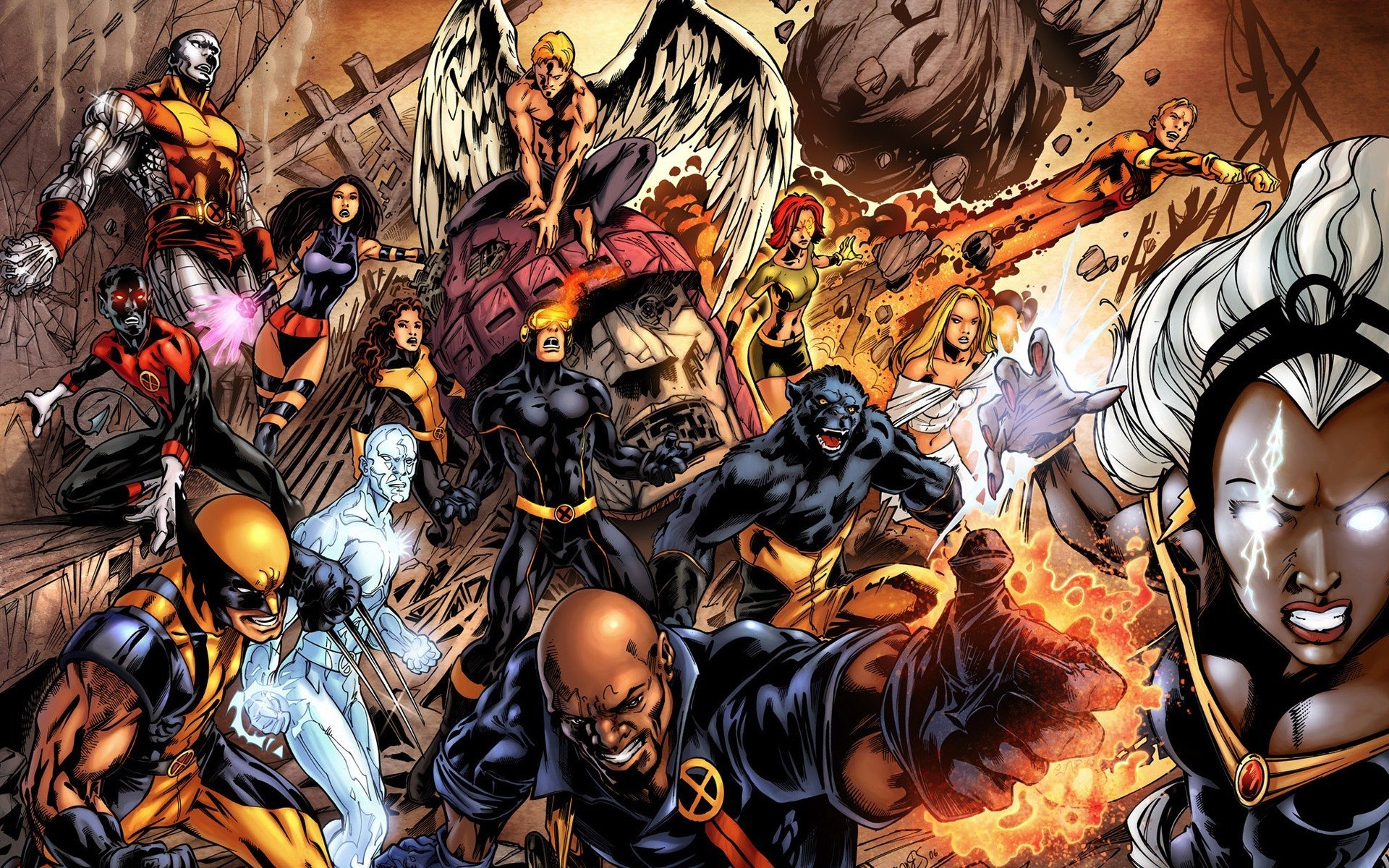 marvel comics x men shtorm wolverine iceman beat colossus nightcrawler emma frost angel cyclops jean grey super heroe