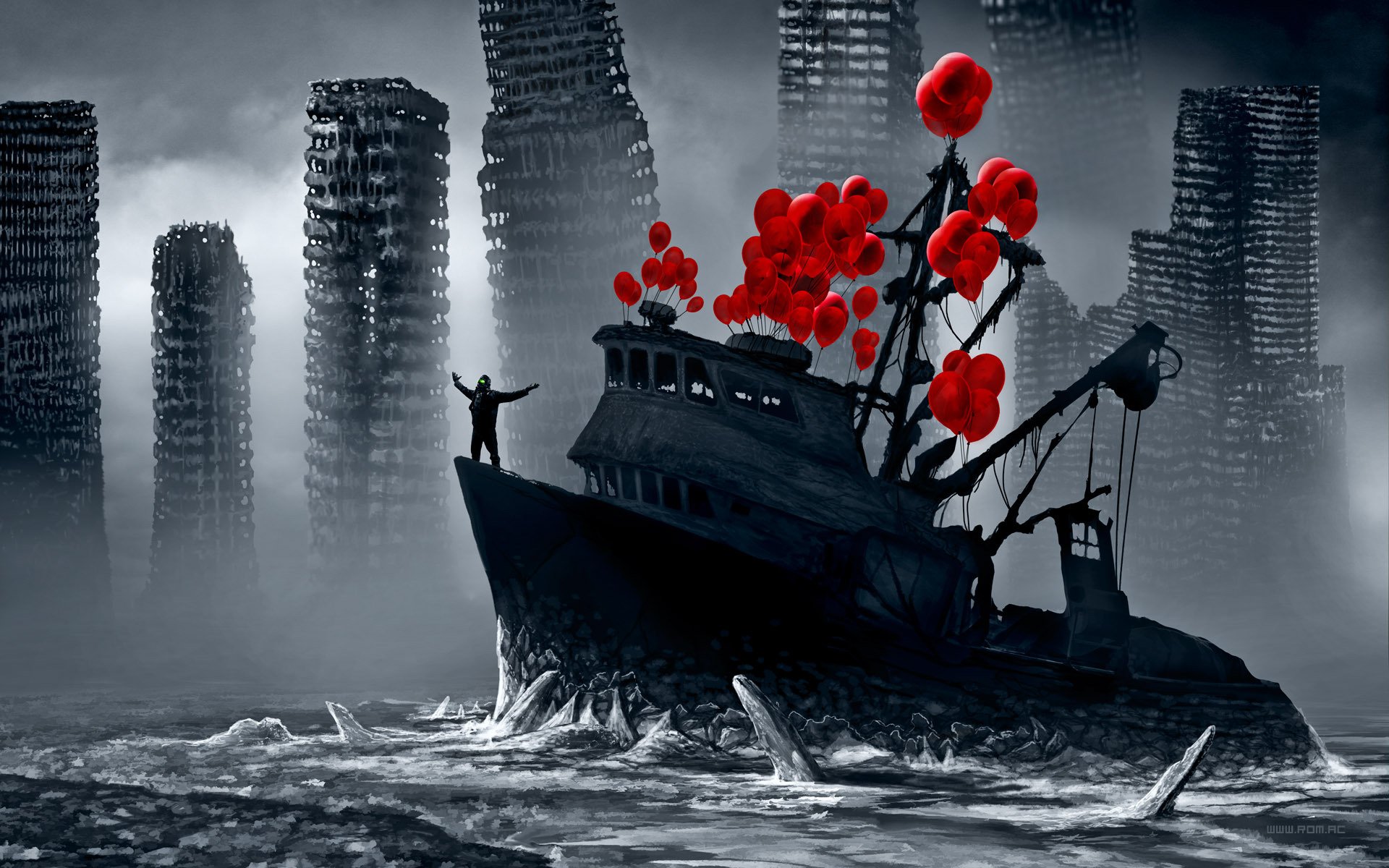 romance of the apocalypse romantically apocalyptic ship balloons flying fortre