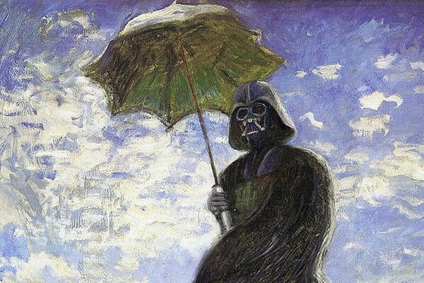 Peinture à l huile: Darth Vader avec parapluie