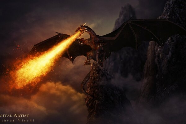 The fire-breathing dragon. Flying high in the sky