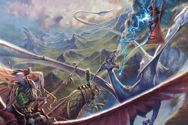 Un elfe se Bat contre un dragon