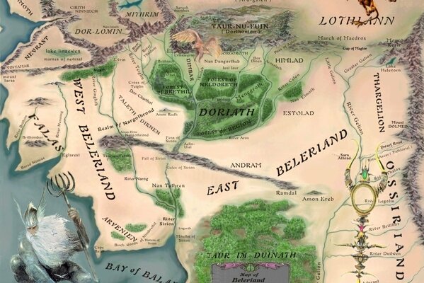 Beleriad map from the Lord of the Rings