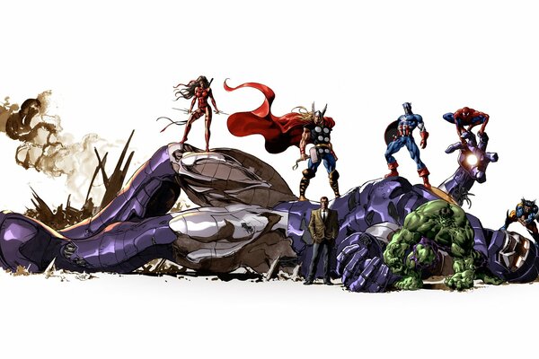 Art Marvel con personajes de cómic