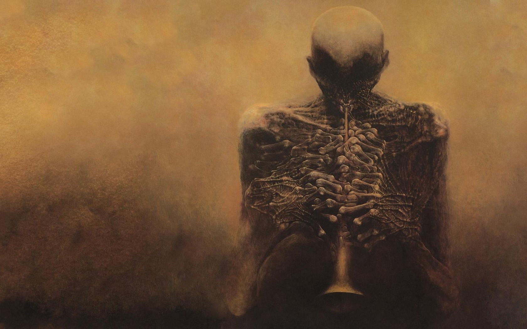 zdzislaw beksinski bone fingers skeleton pipe darkne