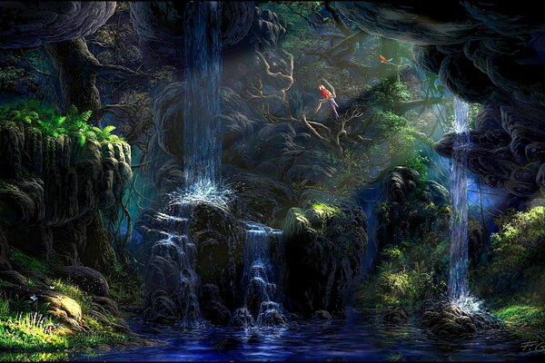 Jungle Art with waterfall