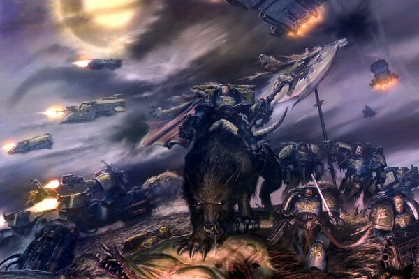 The battlefield in Warhammer, the warrior behind the space wolf