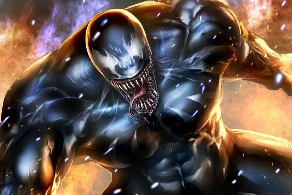 Venom si avvicina a bocca aperta