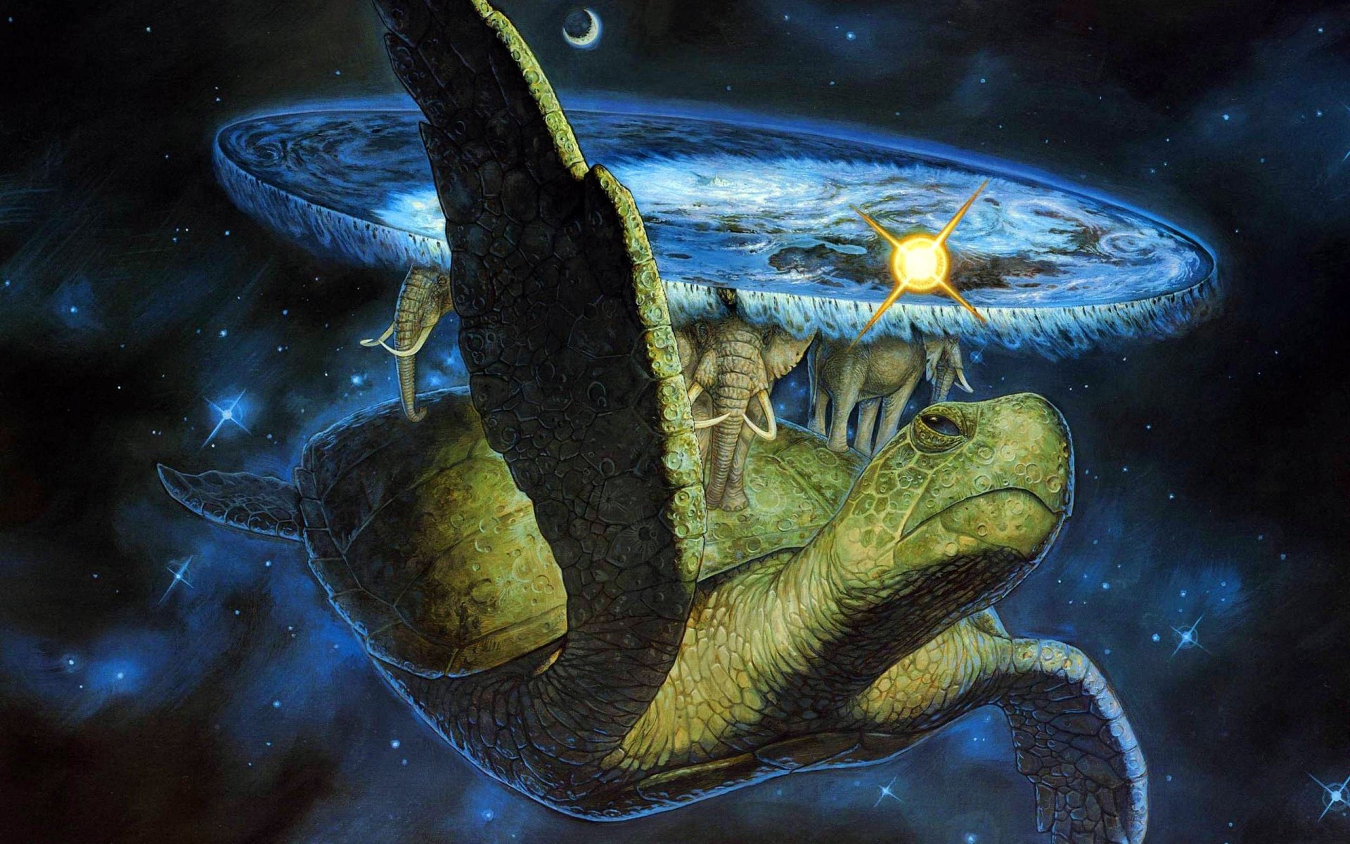 flat world by terry pratchett turtle elephants space fantasy