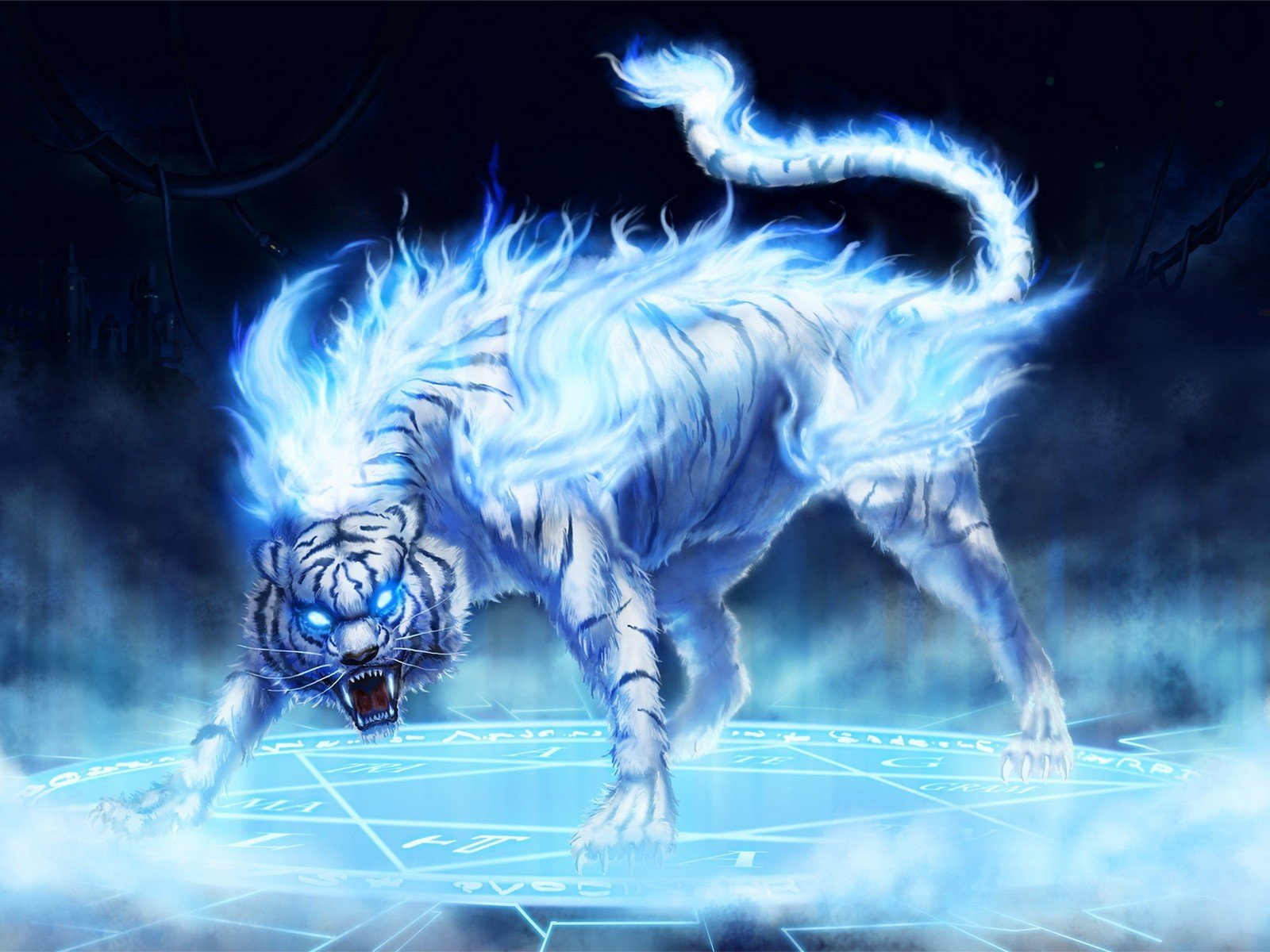 tiger feuer blau