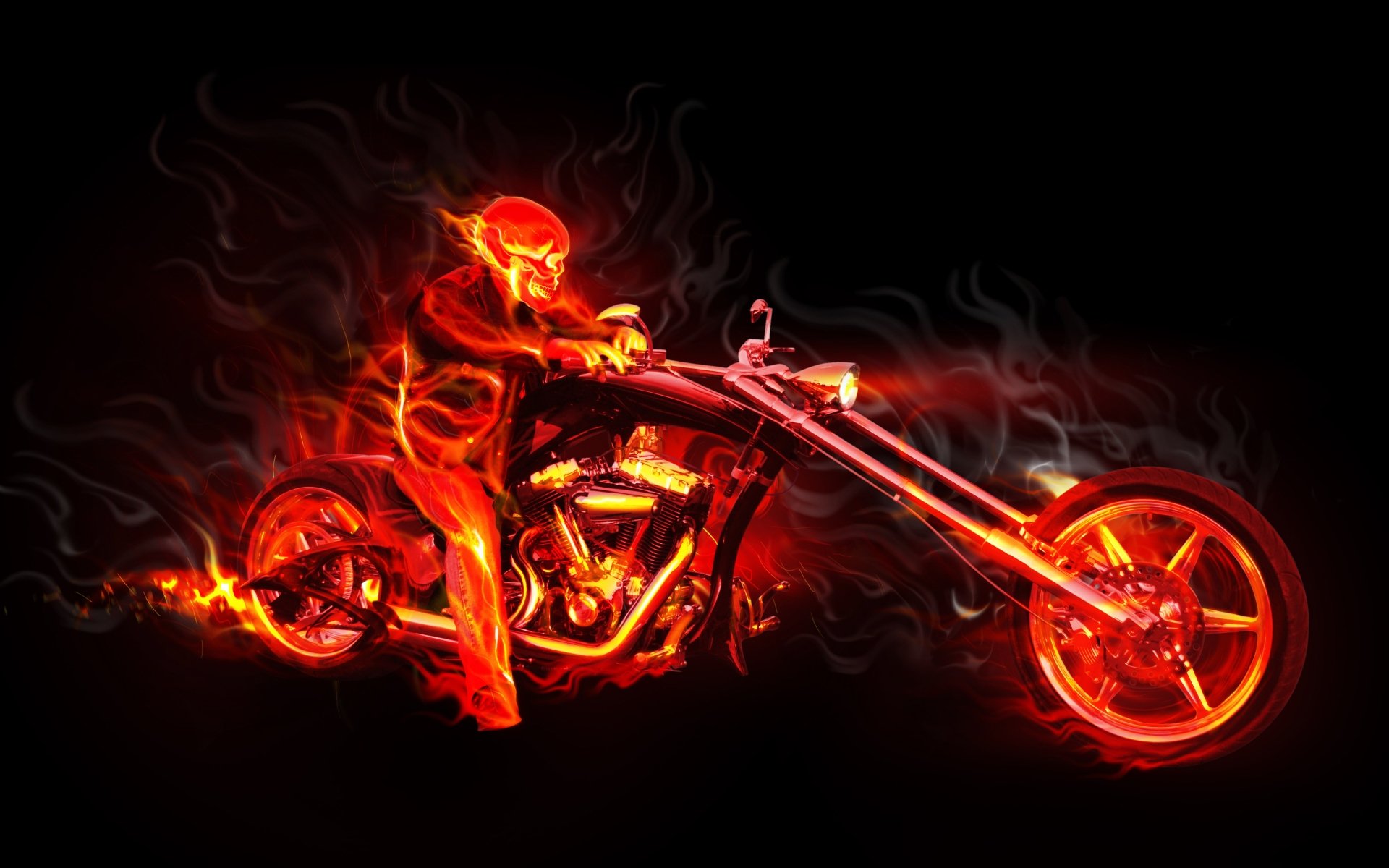 bike skull flame