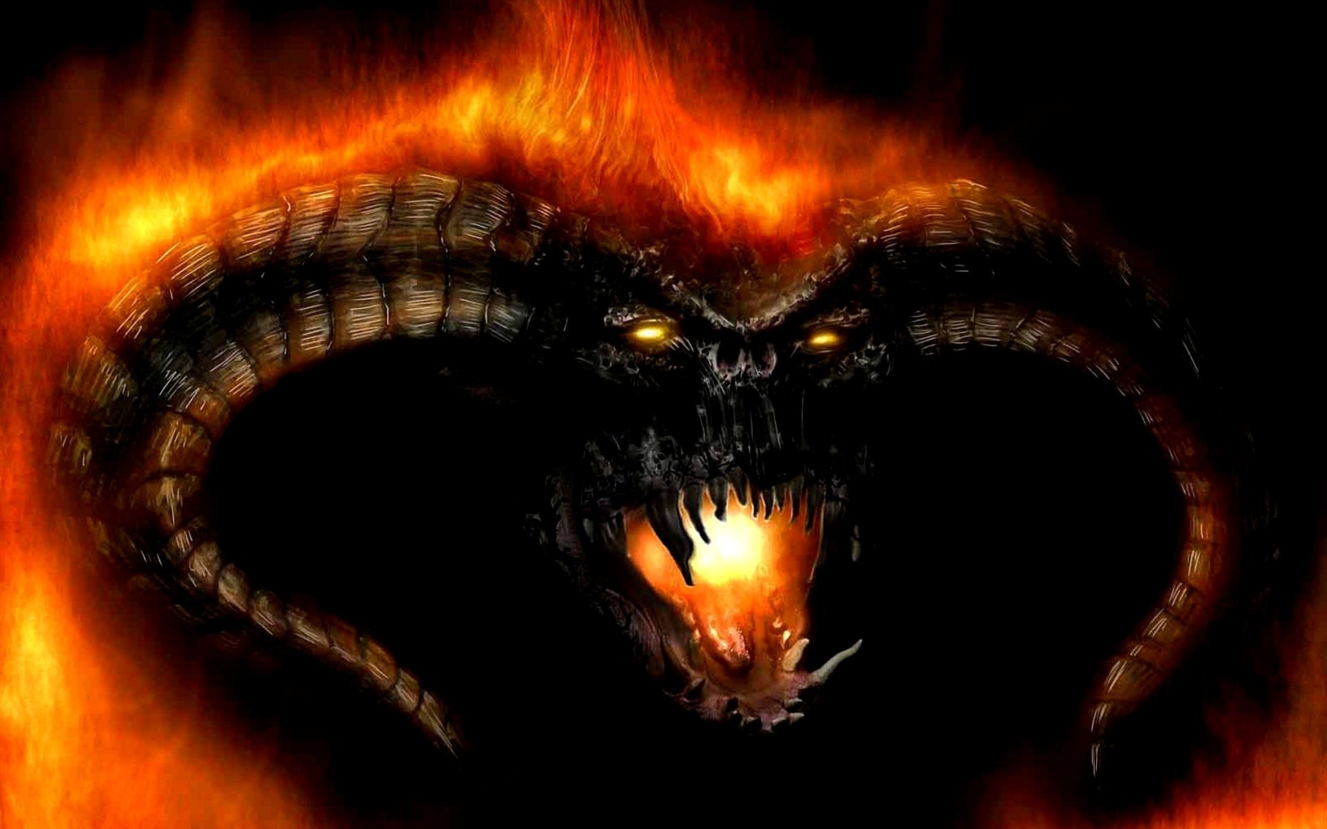 fantasy lord of the rings barlog monster fire