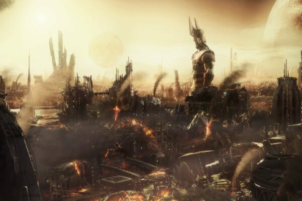 A ruined city during the apocalypse