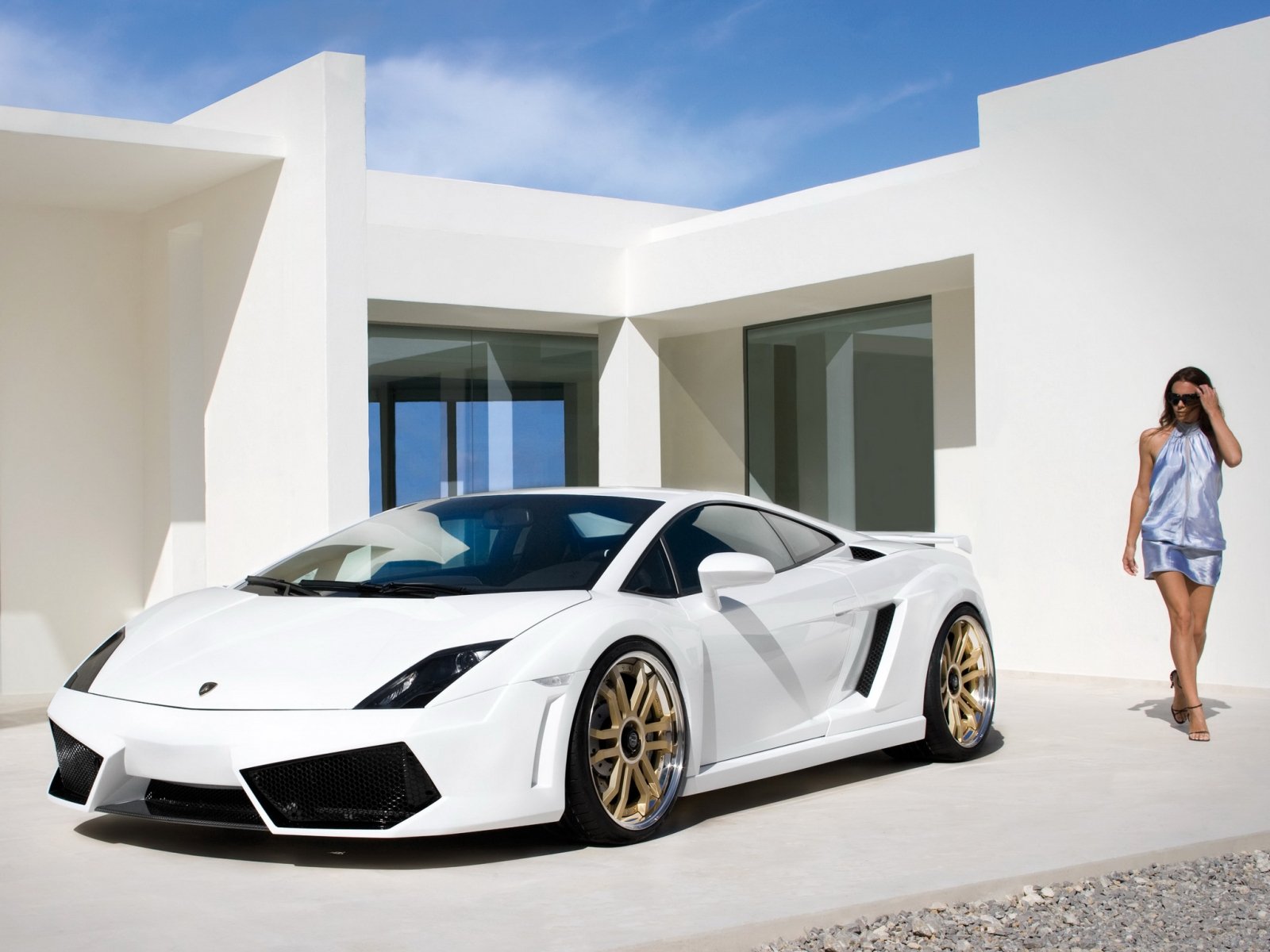 lamborghini white sportcar girl