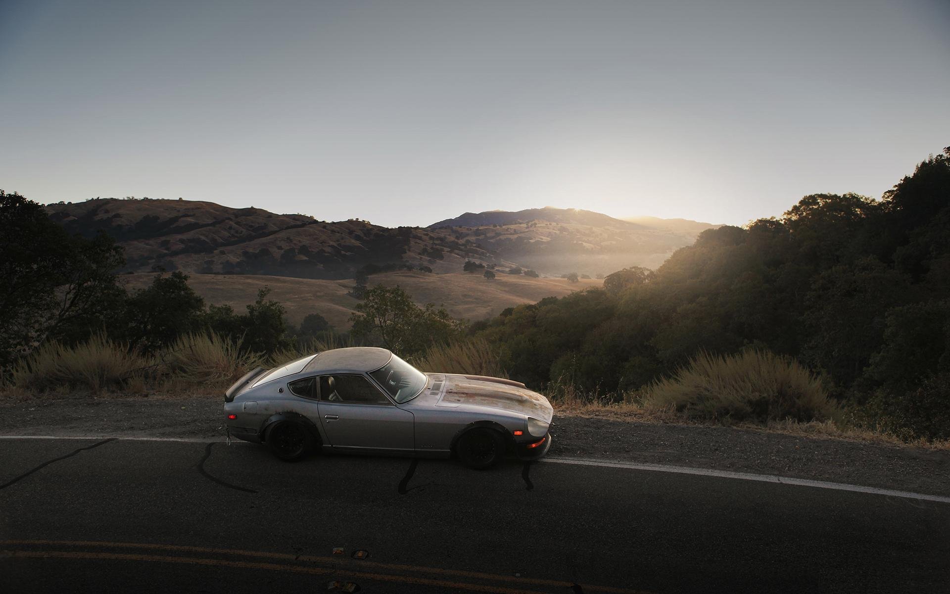 240z straßenrand sonnenuntergang