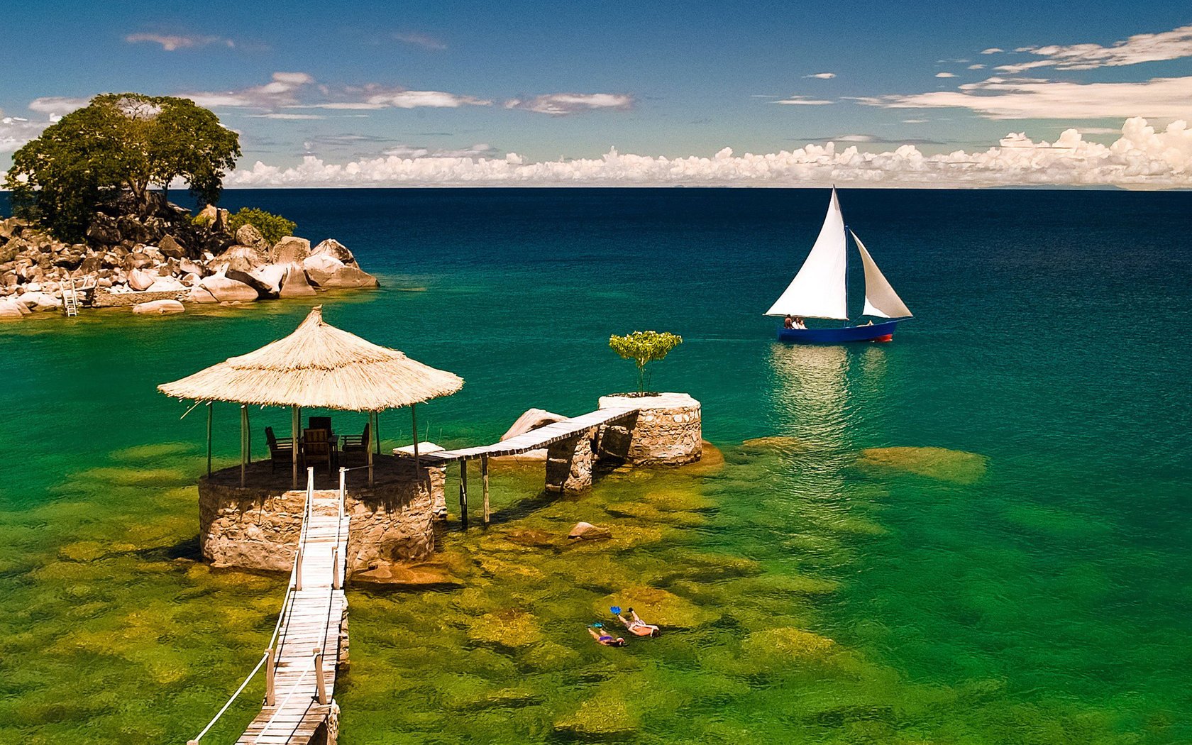 horizon islands boat the ocean sail