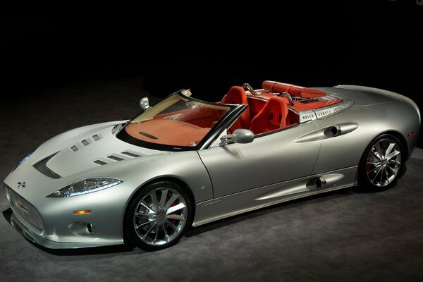 Spyker C8 spyder argento con interni arancioni