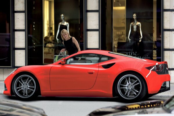 Red sports car on Glrodskaya street