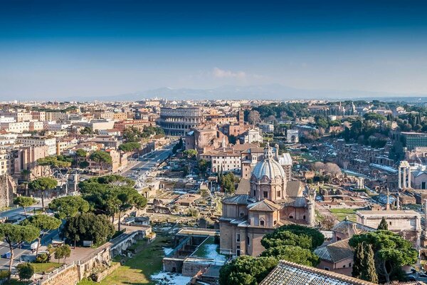 Rome top view in summer