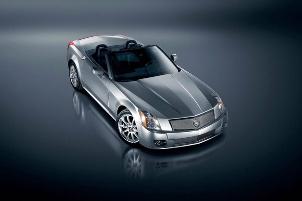 Top view of a silver Cadillac car