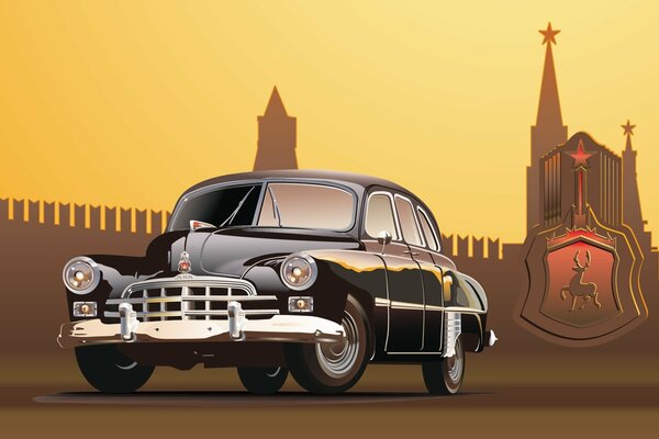 Zim gaz 12 vector on the background of the Kremlin picture