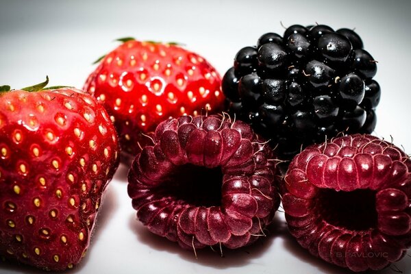 Makrobild von Beeren auf dem Tisch