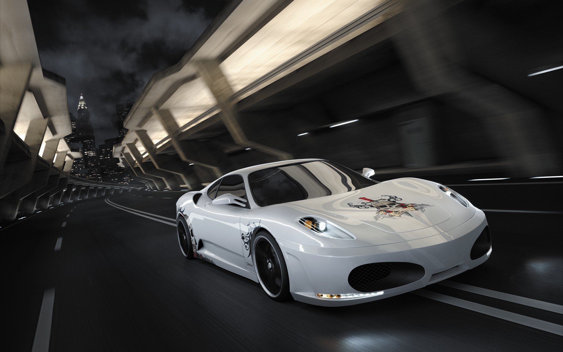 ferrari f430 calavera дорога ночь