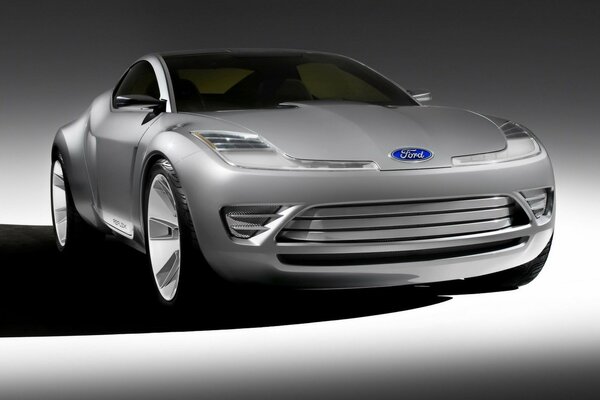 Silver Ford sports car with black shadow