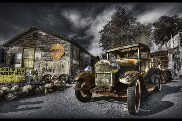 An old car in an abandoned place