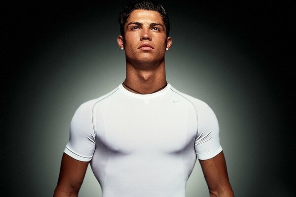 Cristiano Ronaldo in a white T-shirt