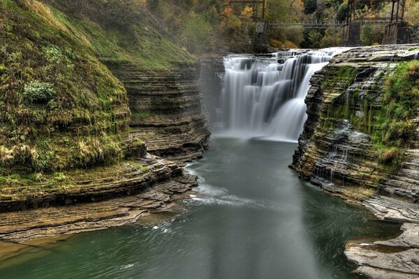 Cool natural clear waterfall