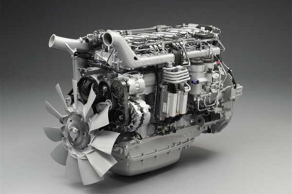 Truck engine on a gray background