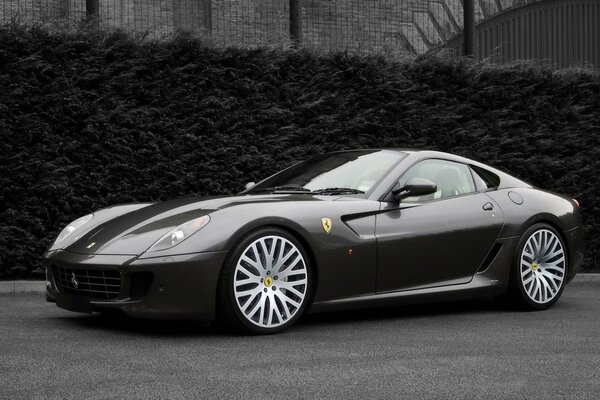 Coche blanco y negro de la marca ferrari